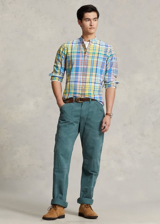 gul/turkis Mænd Ralph Lauren klassisk pasform plaid oxford skjorte Z426B970