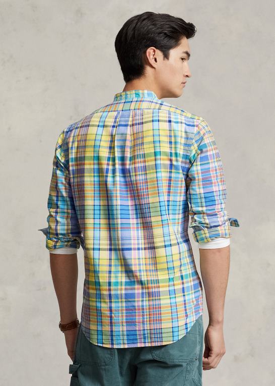 gul/turkis Mænd Ralph Lauren klassisk pasform plaid oxford skjorte Z426B970