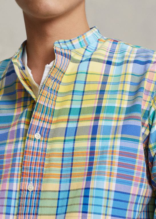 gul/turkis Mænd Ralph Lauren klassisk pasform plaid oxford skjorte Z426B970