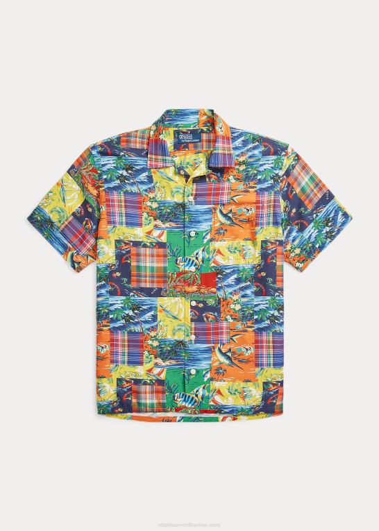 højvande patchwork Mænd Ralph Lauren klassisk pasform patchwork lejrskjorte Z426B1046