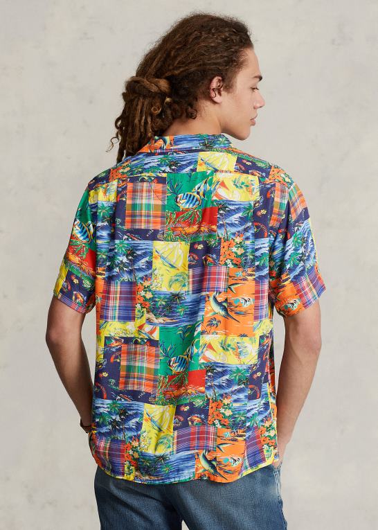 højvande patchwork Mænd Ralph Lauren klassisk pasform patchwork lejrskjorte Z426B1046