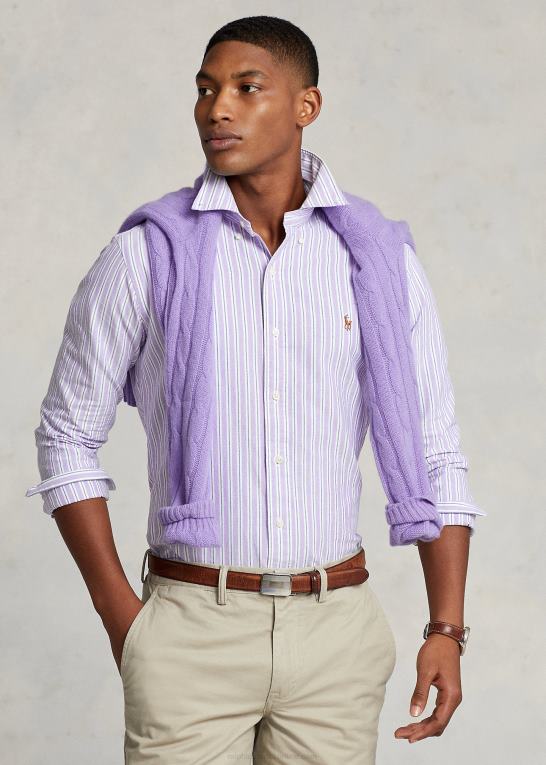 hampton lilla/marine multi Mænd Ralph Lauren klassisk pasform stribet oxford skjorte Z426B8418