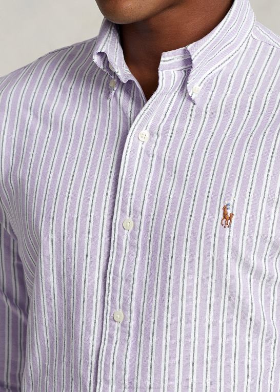 hampton lilla/marine multi Mænd Ralph Lauren klassisk pasform stribet oxford skjorte Z426B8418