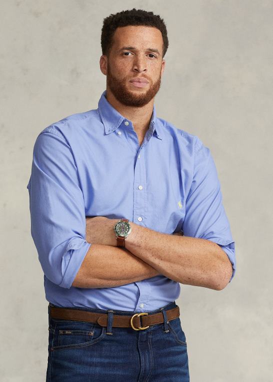 havneø blå Mænd Ralph Lauren beklædningsfarvet oxford skjorte Z426B1515