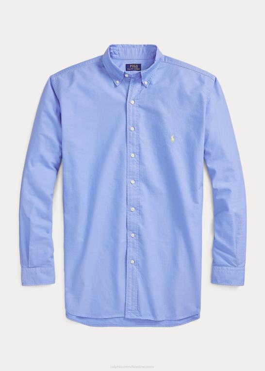 havneø blå Mænd Ralph Lauren beklædningsfarvet oxford skjorte Z426B1515