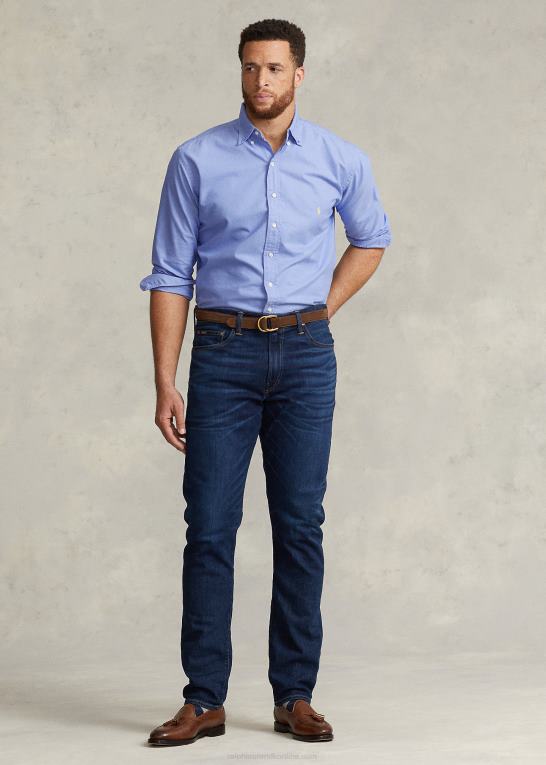 havneø blå Mænd Ralph Lauren beklædningsfarvet oxford skjorte Z426B1515