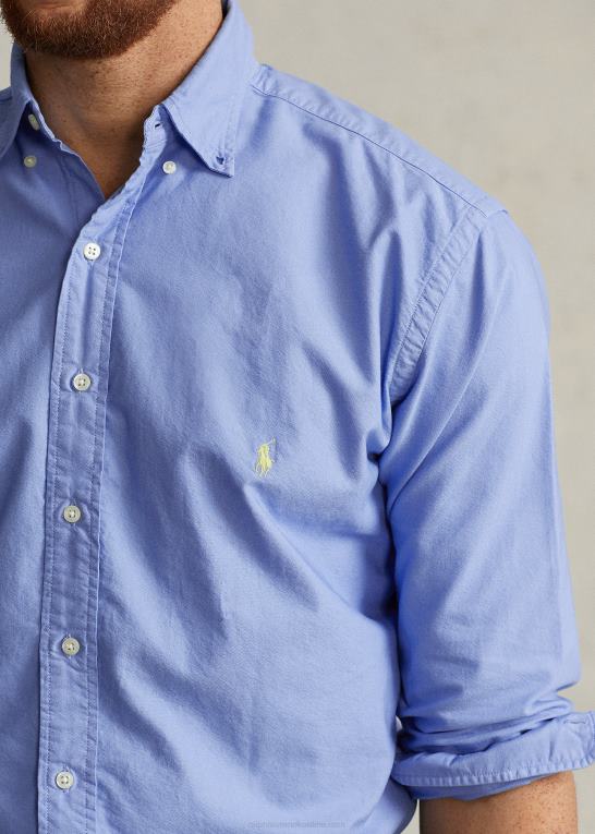 havneø blå Mænd Ralph Lauren beklædningsfarvet oxford skjorte Z426B1515