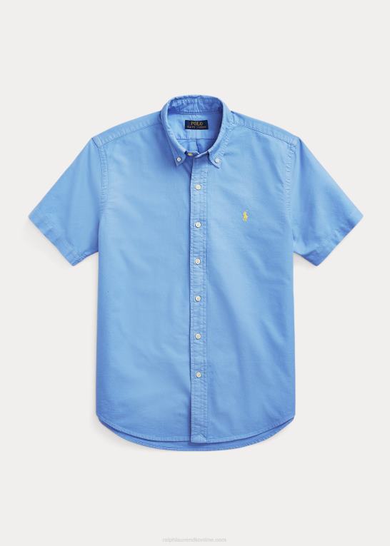 havneø blå Mænd Ralph Lauren klassisk pasform beklædningsfarvet oxford skjorte Z426B486