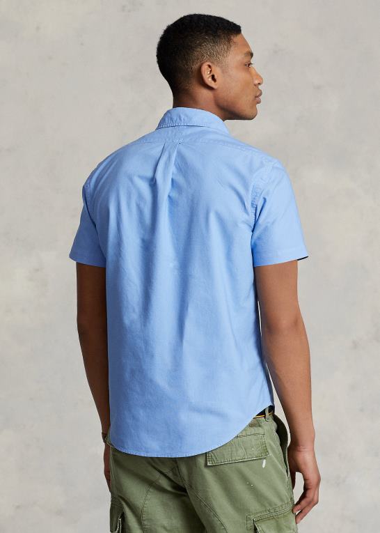 havneø blå Mænd Ralph Lauren klassisk pasform beklædningsfarvet oxford skjorte Z426B486