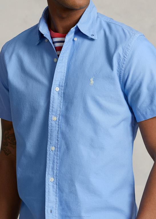 havneø blå Mænd Ralph Lauren klassisk pasform beklædningsfarvet oxford skjorte Z426B486