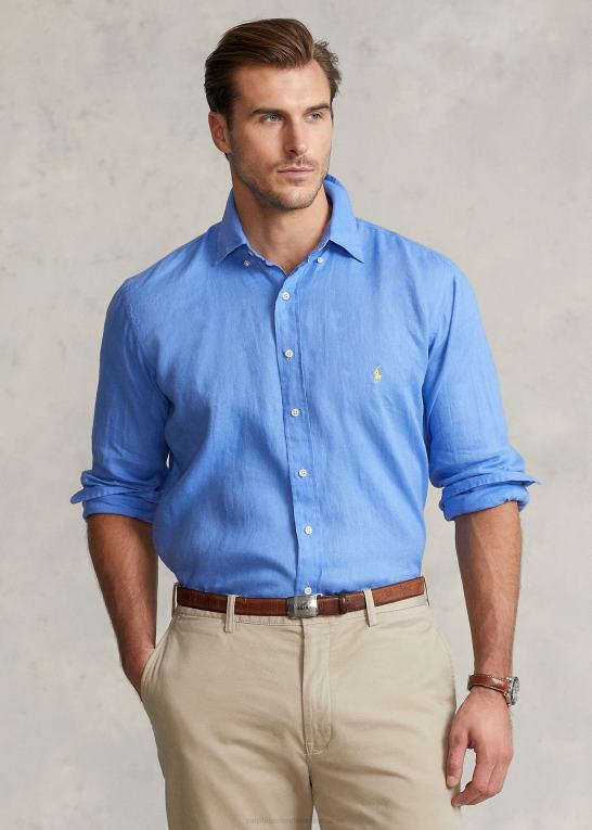 havneø blå Mænd Ralph Lauren let linned skjorte Z426B1553