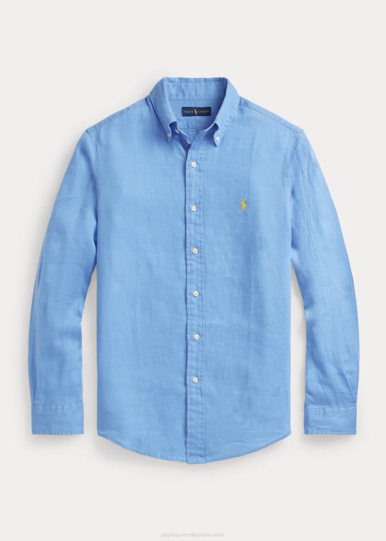 havneø blå Mænd Ralph Lauren let linned skjorte Z426B1553