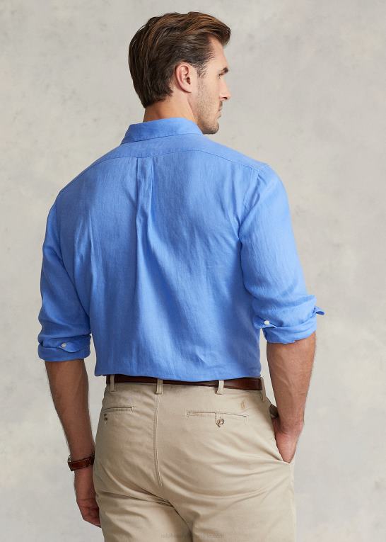 havneø blå Mænd Ralph Lauren let linned skjorte Z426B1553