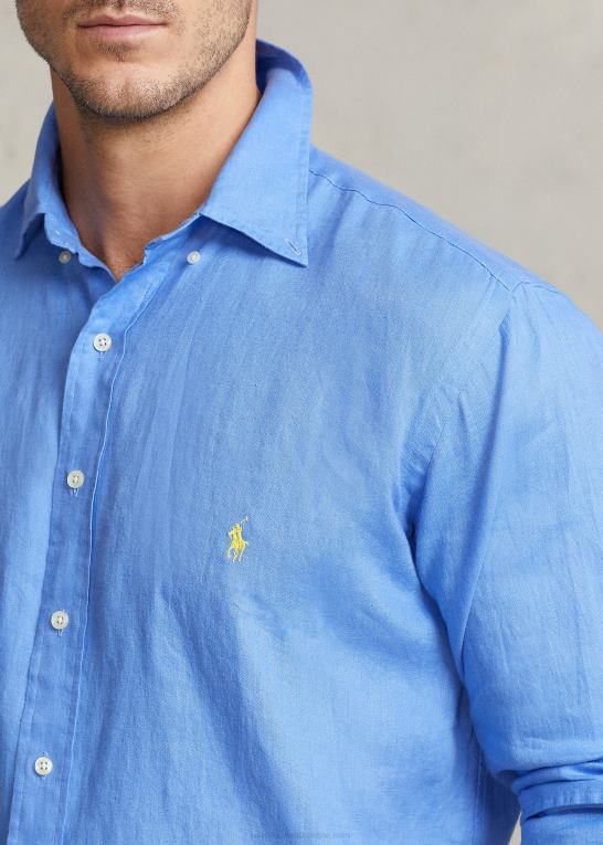 havneø blå Mænd Ralph Lauren let linned skjorte Z426B1553