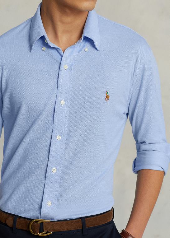 havneø blå Mænd Ralph Lauren strik oxford skjorte Z426B900
