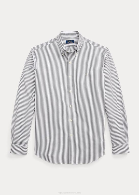 hems grå/hvid Mænd Ralph Lauren klassisk pasform stribet stræk poplin skjorte Z426B776