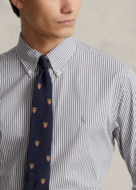 hems grå/hvid Mænd Ralph Lauren klassisk pasform stribet stræk poplin skjorte Z426B776