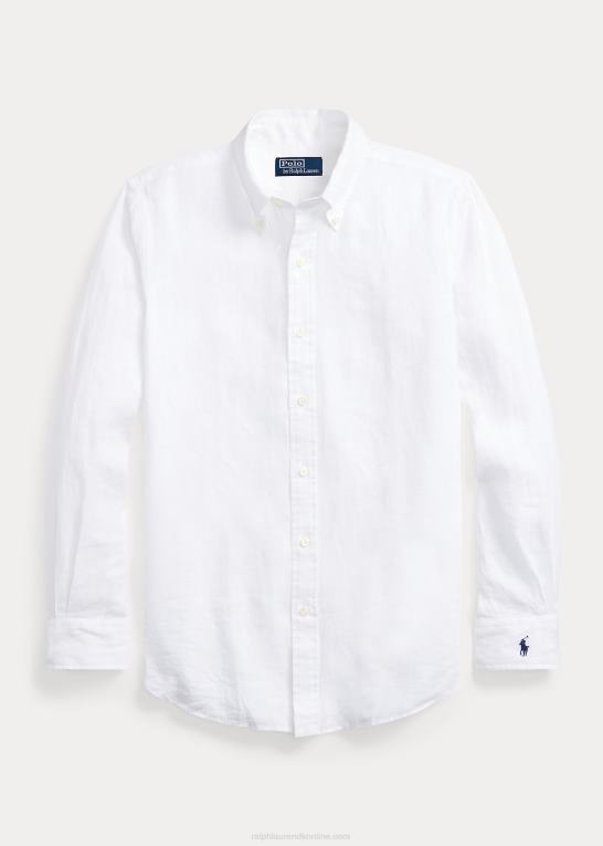 hvid Mænd Ralph Lauren custom fit linned chambray skjorte Z426B964
