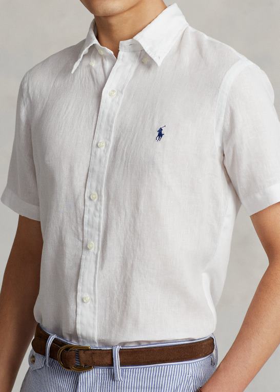 hvid Mænd Ralph Lauren hørskjorte i klassisk pasform Z426B515