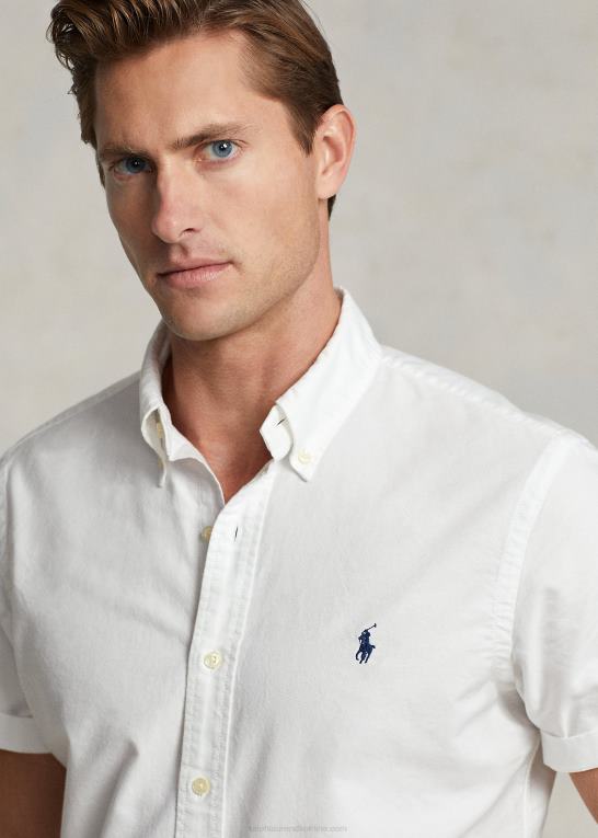 hvid Mænd Ralph Lauren klassisk pasform beklædningsfarvet oxford skjorte Z426B488