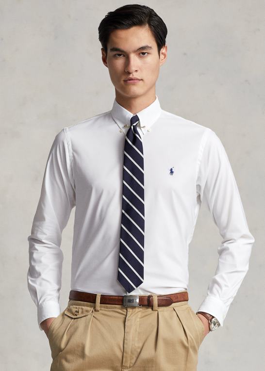 hvid Mænd Ralph Lauren klassisk pasform performance twill skjorte Z426B1299