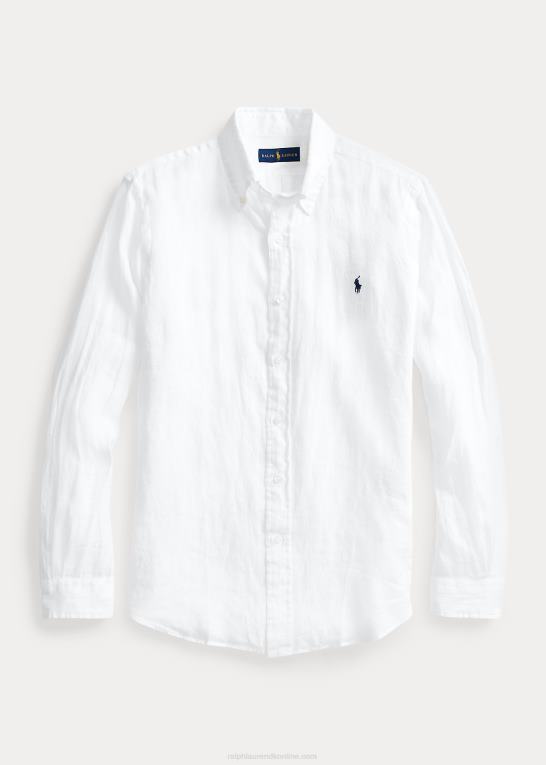 hvid Mænd Ralph Lauren let linned skjorte Z426B1550