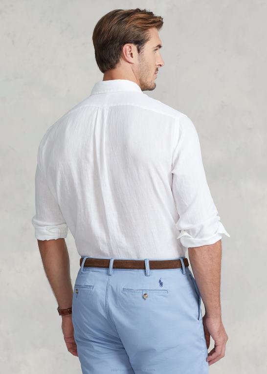 hvid Mænd Ralph Lauren let linned skjorte Z426B1550