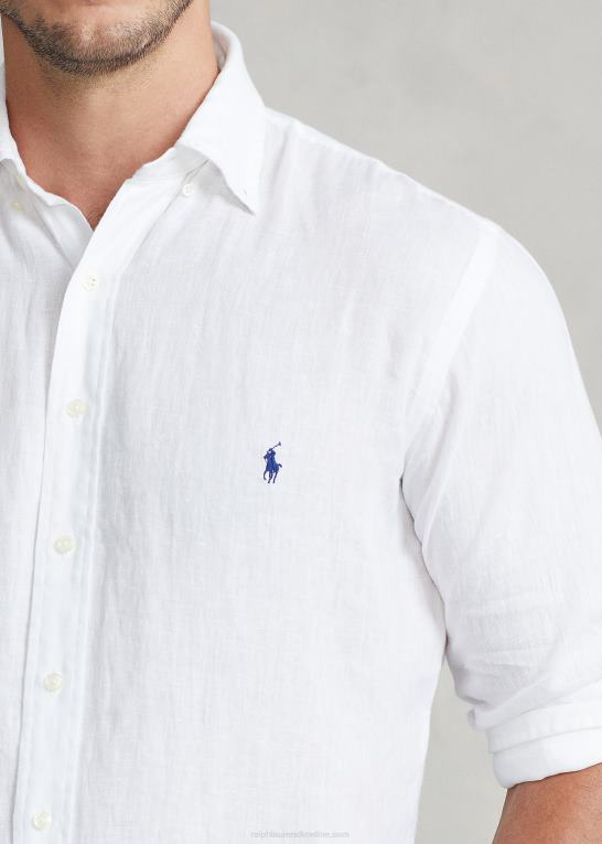 hvid Mænd Ralph Lauren let linned skjorte Z426B1550