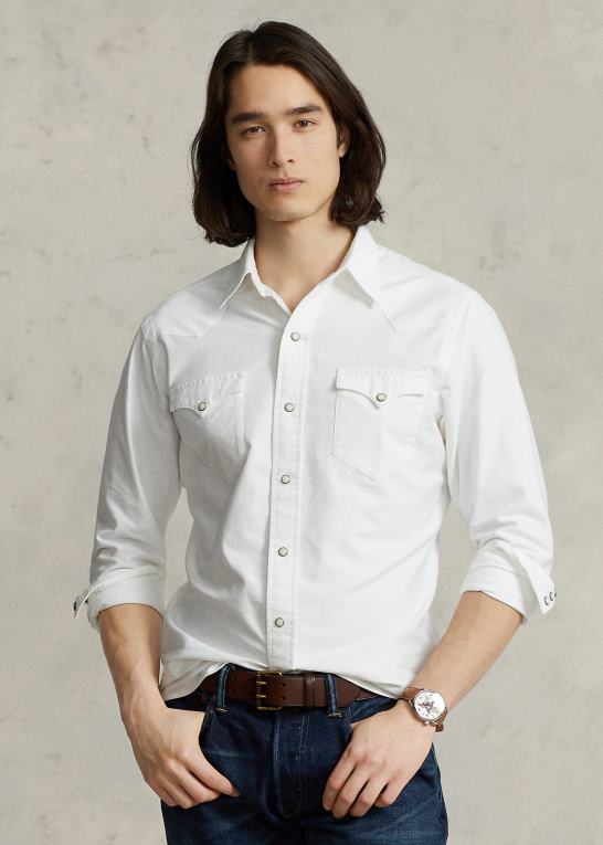 hvid Mænd Ralph Lauren oxford western skjorte Z426B457