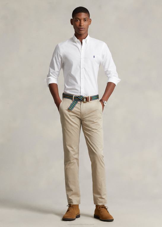 hvid Mænd Ralph Lauren stræk poplin skjorte - alle passer Z426B368