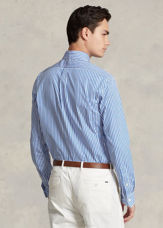 hvid/blå Mænd Ralph Lauren stribet poplin skjorte i specialdesign Z426B8515
