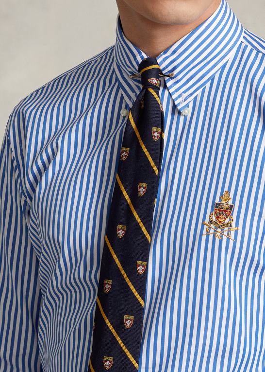 hvid/blå Mænd Ralph Lauren stribet poplin skjorte i specialdesign Z426B8515