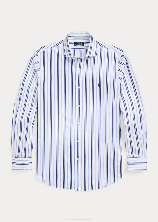 hvid/blå multi Mænd Ralph Lauren klassisk pasform stribet stræk poplin skjorte Z426B732