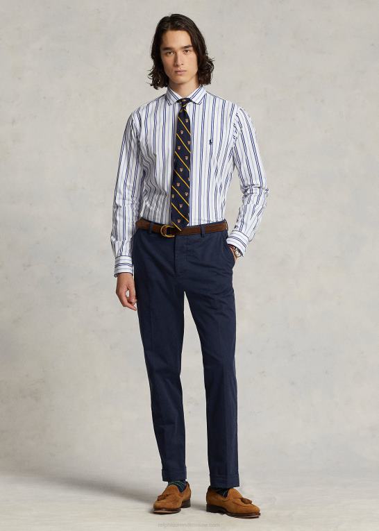 hvid/blå multi Mænd Ralph Lauren klassisk pasform stribet stræk poplin skjorte Z426B732