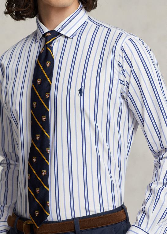 hvid/blå multi Mænd Ralph Lauren klassisk pasform stribet stræk poplin skjorte Z426B732