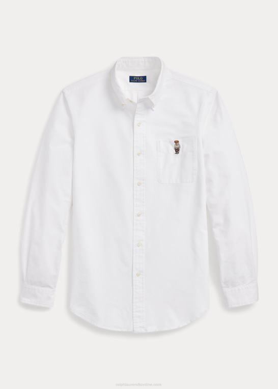 hvid forårsbjørn Mænd Ralph Lauren klassisk pasform polo bear oxford skjorte Z426B657