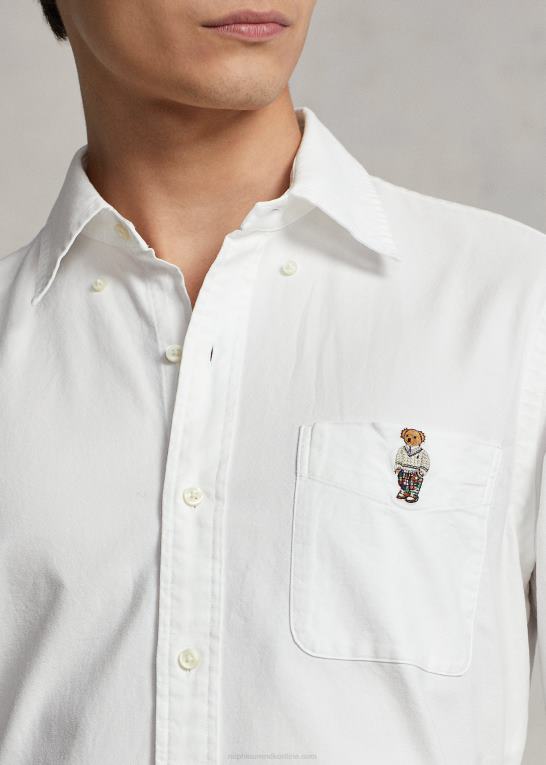 hvid forårsbjørn Mænd Ralph Lauren klassisk pasform polo bear oxford skjorte Z426B657