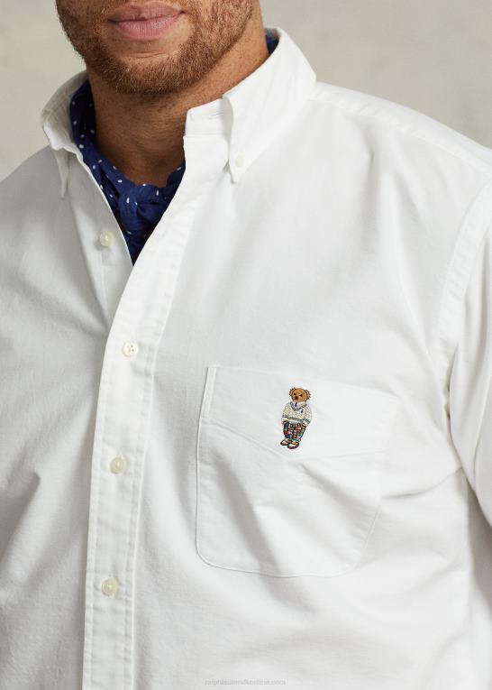 hvid forårsbjørn Mænd Ralph Lauren polo bear oxford skjorte Z426B1569