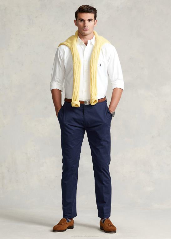 hvid/marineblå Mænd Ralph Lauren beklædningsfarvet oxford skjorte Z426B1512