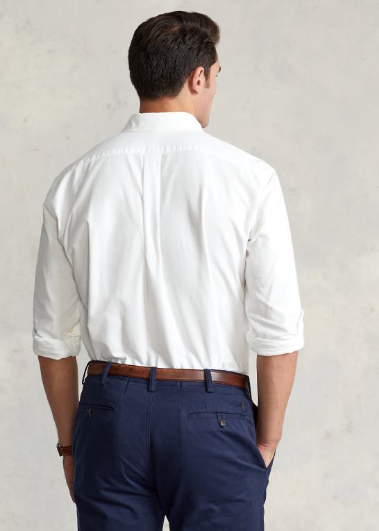 hvid/marineblå Mænd Ralph Lauren beklædningsfarvet oxford skjorte Z426B1512