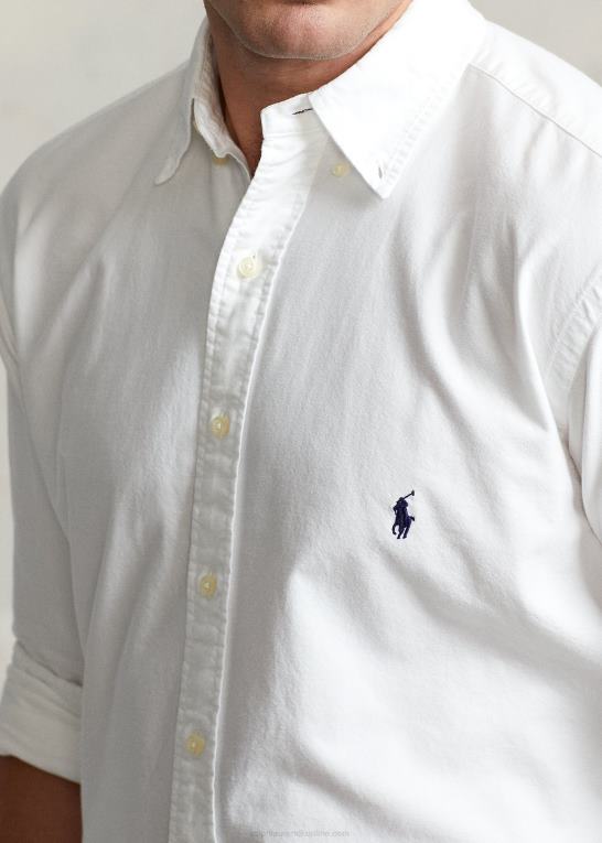 hvid/marineblå Mænd Ralph Lauren beklædningsfarvet oxford skjorte Z426B1512