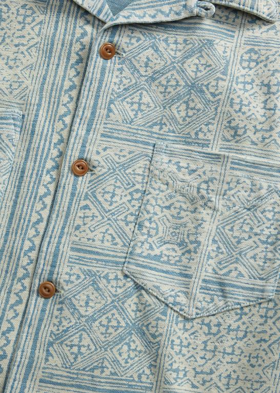 indigo/creme Mænd Ralph Lauren print jersey camp skjorte Z426B1735