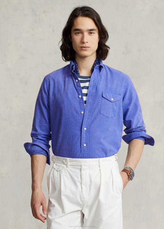 indigo himmel Mænd Ralph Lauren klassisk pasform beklædningsfarvet oxford skjorte Z426B975