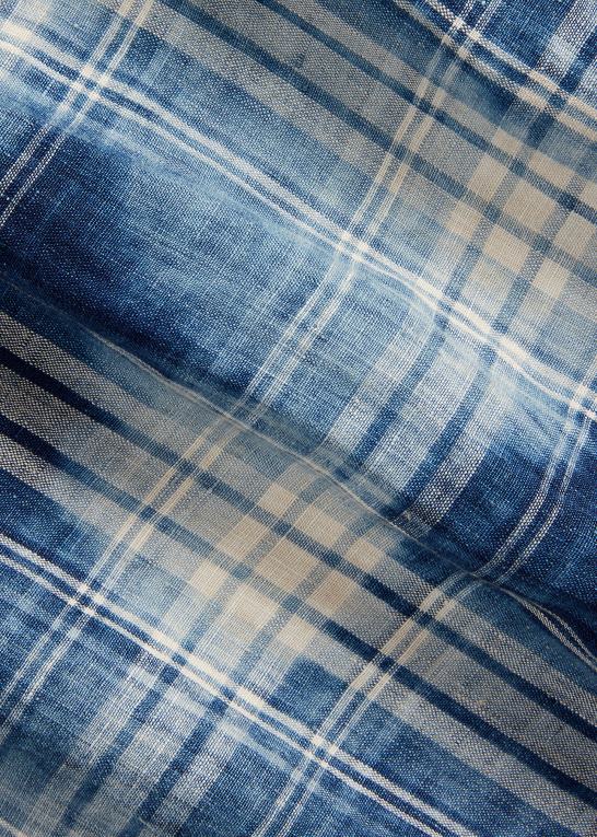 indigo hvid multi Mænd Ralph Lauren klassisk pasform plaid hørskjorte Z426B1148