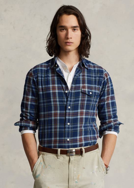 indigo/rød multi Mænd Ralph Lauren klassisk pasform madras skjorte Z426B8517
