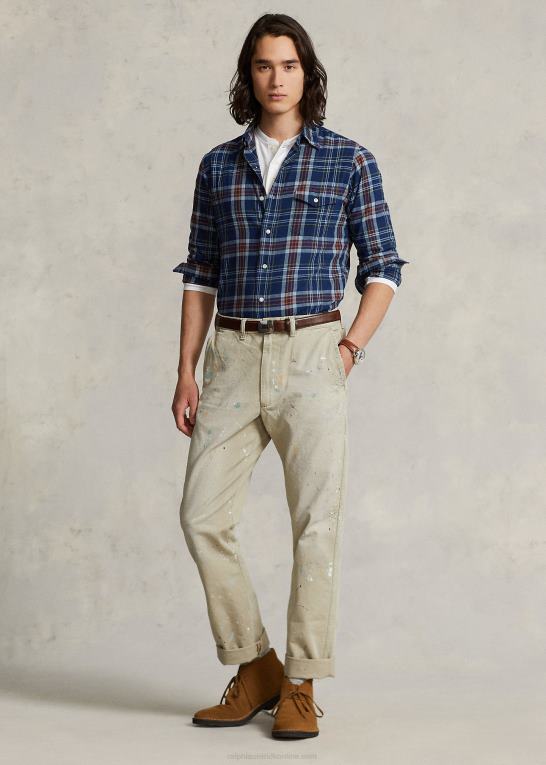 indigo/rød multi Mænd Ralph Lauren klassisk pasform madras skjorte Z426B8517
