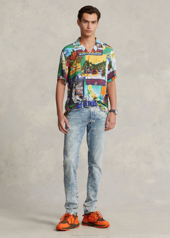 kajak ekspedition Mænd Ralph Lauren klassisk pasform lejrskjorte med kajakprint Z426B714
