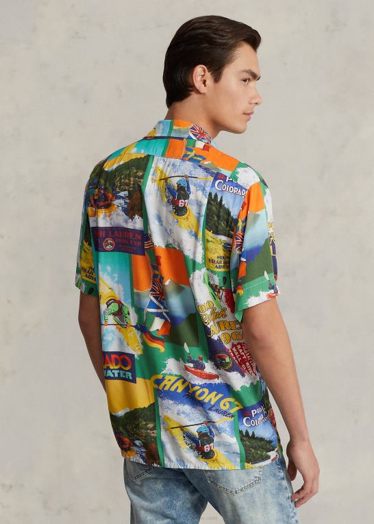 kajak ekspedition Mænd Ralph Lauren klassisk pasform lejrskjorte med kajakprint Z426B714