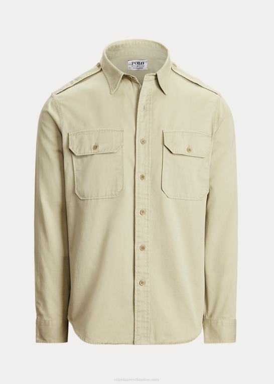 kaki Mænd Ralph Lauren klassisk pasform twill arbejdsskjorte Z426B8435