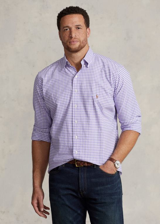 kaktus lilla/hvid Mænd Ralph Lauren gingham oxford skjorte Z426B1423